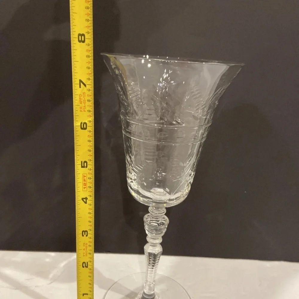 Vintage 1930s-40s Libbey Rock Sharpe Water Wine Glasses Goblets Tulip Shaped (3)